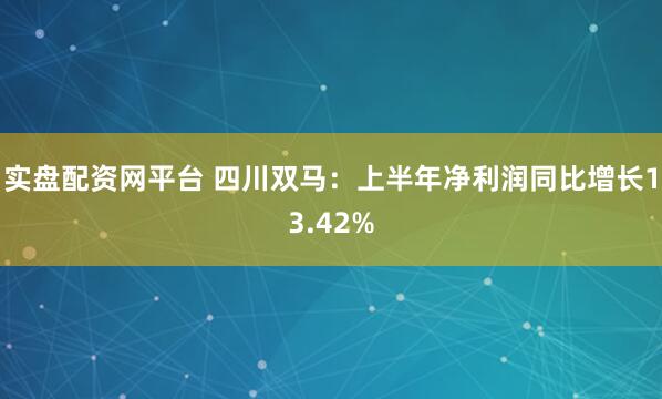 实盘配资网平台 四川双马：上半年净利润同比增长13.42%